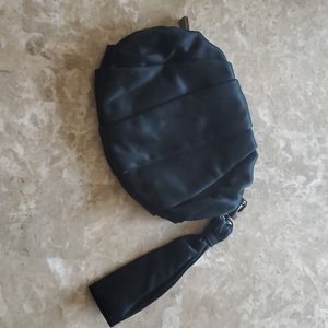 BCBG black silk clutch with silk strap